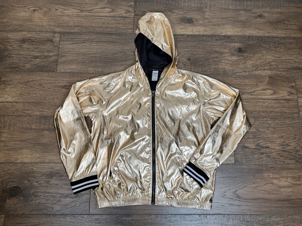 Balera Unisex Metallic Bomber Jacket Hood Performance Dance Costume Gold XXLC